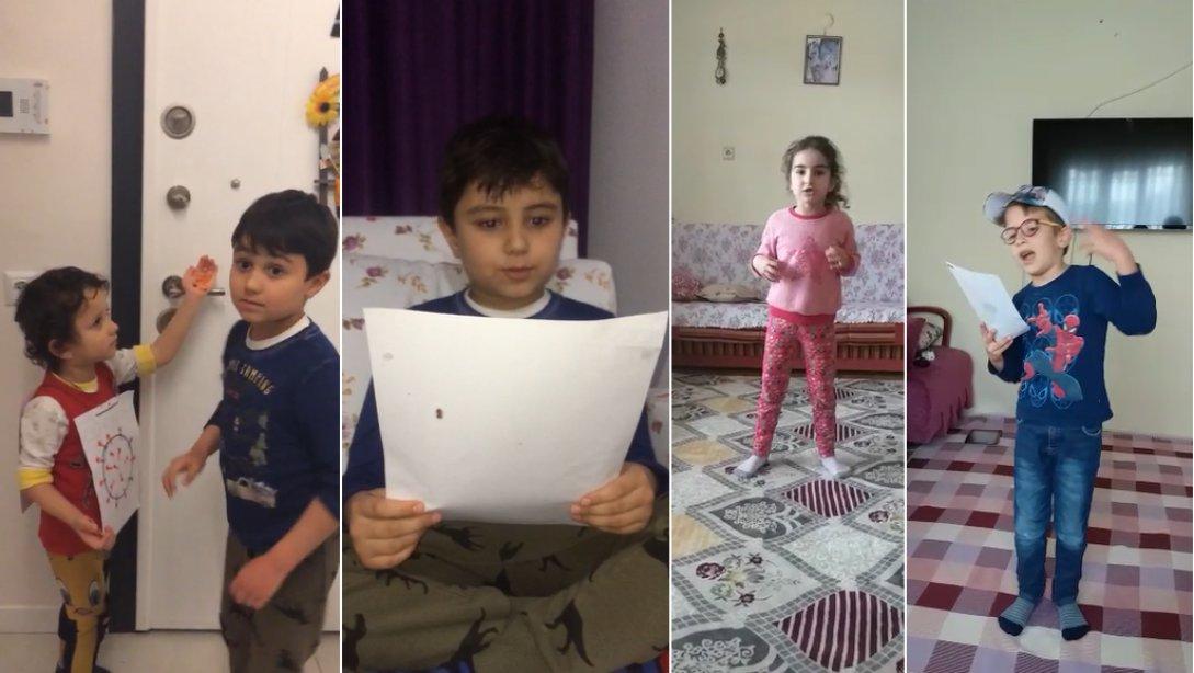 Taşlıca Ahmet Hamdi Akseki İlkokulu ve Anasınıfı Öğrencilerinden Evde Kal Türkiye Çağrısı